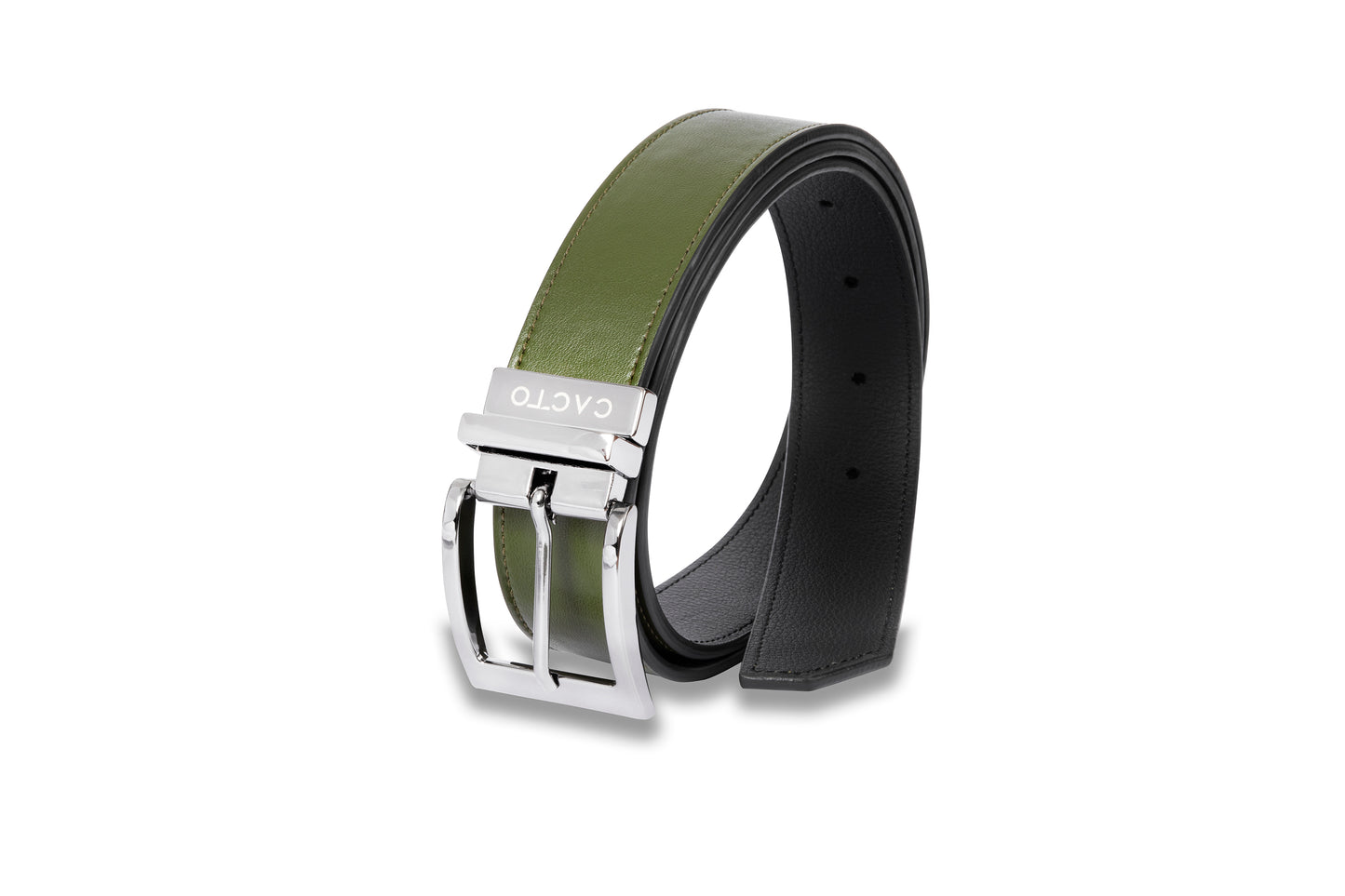 Pantera/Verde Cinturón con Hebilla Reversible 33MM